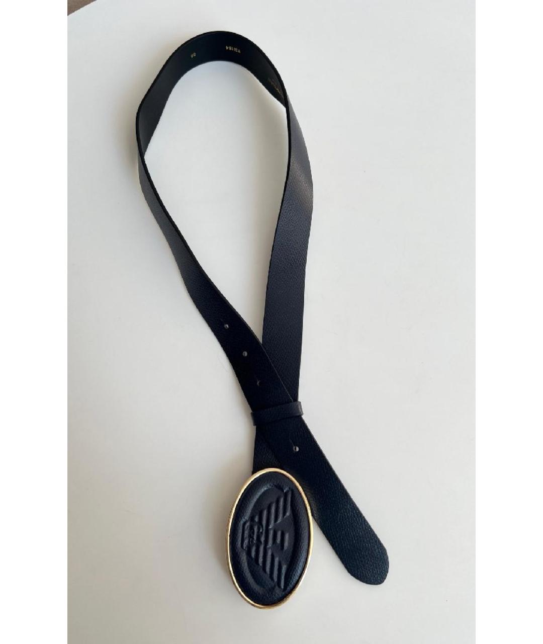 EMPORIO ARMANI Темно-синий кожаный ремень, фото 5