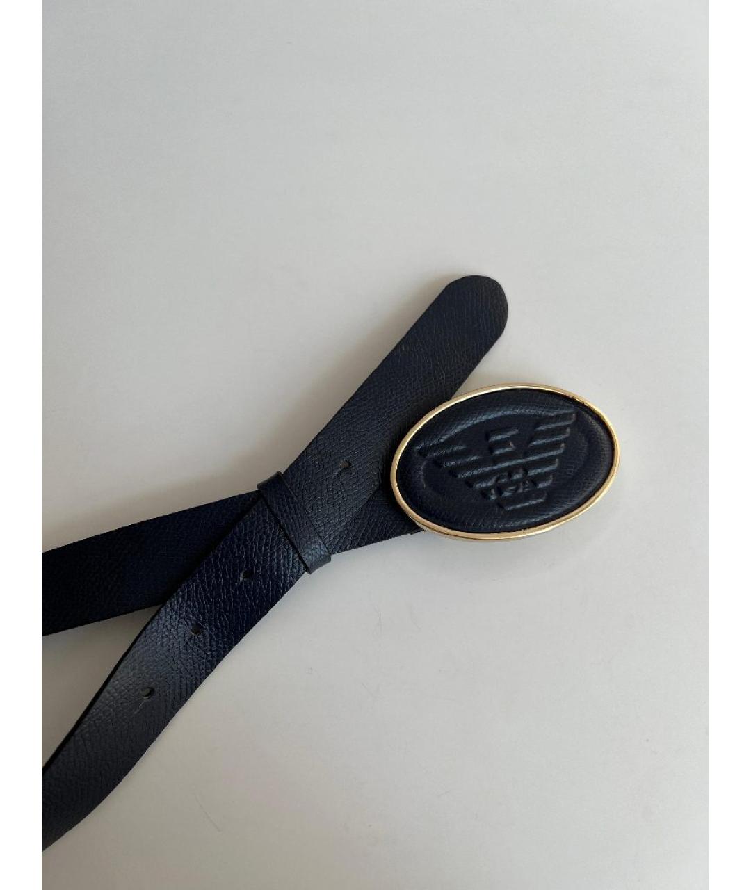 EMPORIO ARMANI Темно-синий кожаный ремень, фото 7
