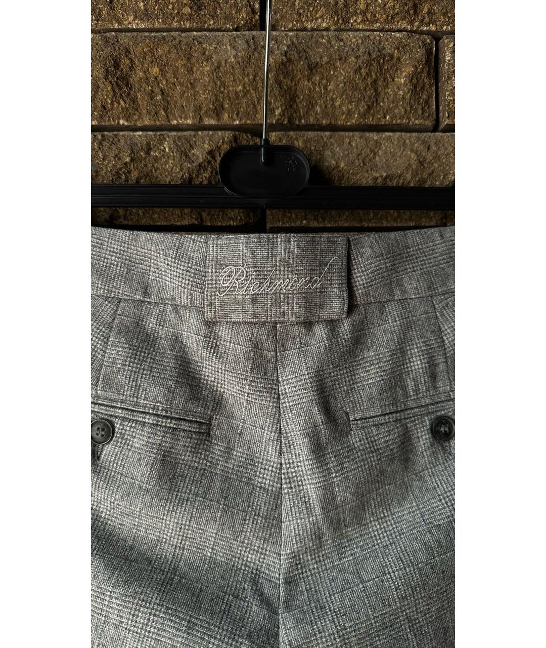 JOHN RICHMOND Серые шерстяные прямые брюки, фото 5