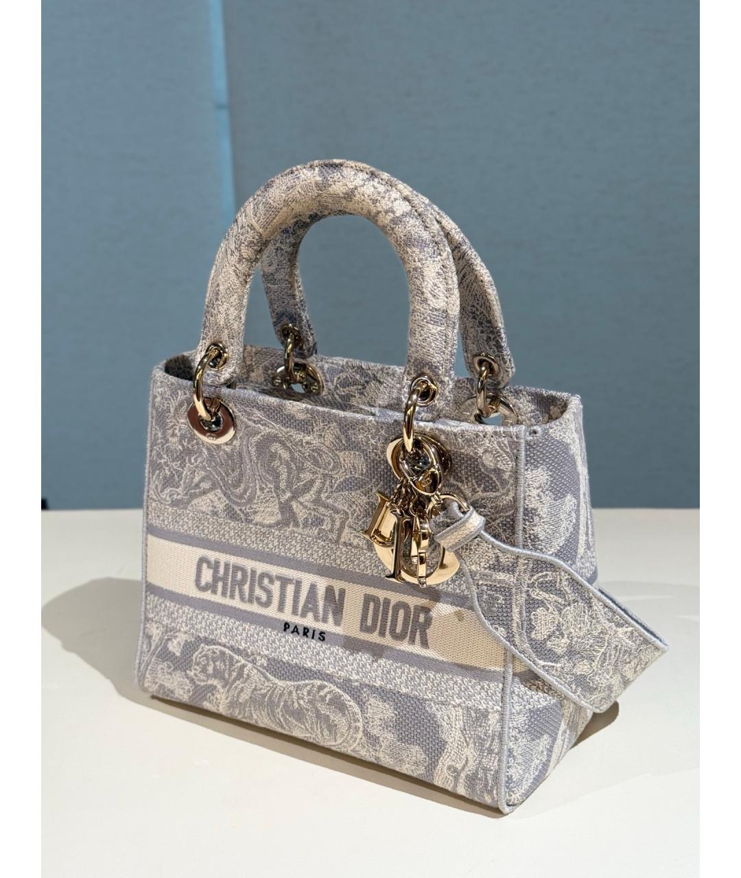 CHRISTIAN DIOR Серая жаккардовая сумка с короткими ручками, фото 2