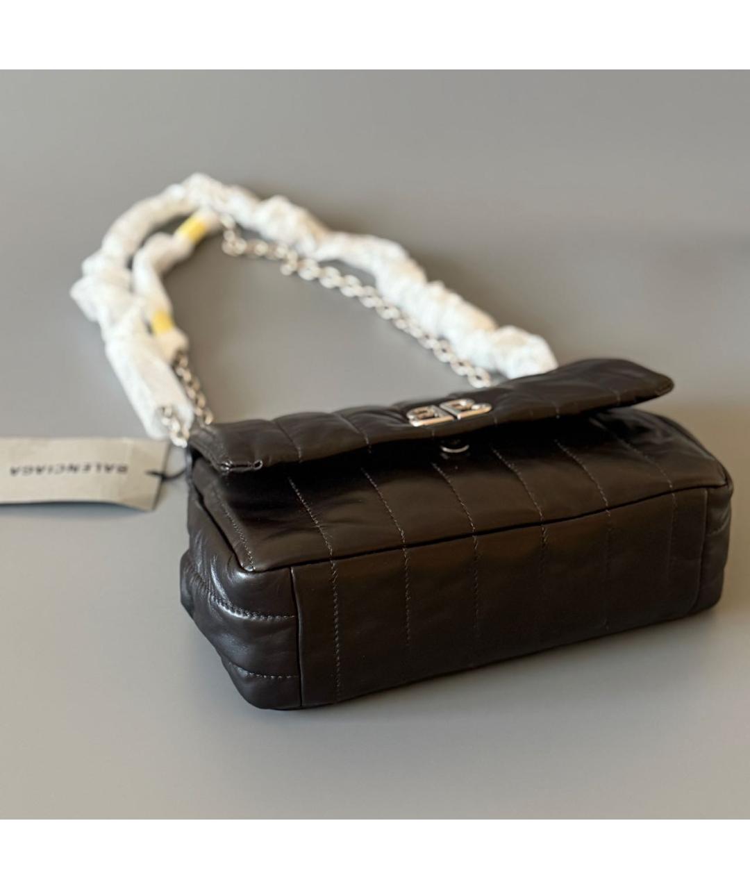 BALENCIAGA Черная кожаная сумка через плечо, фото 6