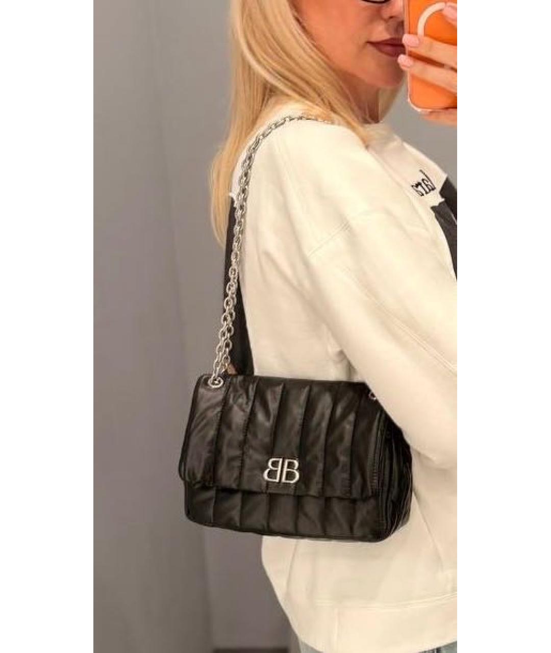 BALENCIAGA Черная кожаная сумка через плечо, фото 4