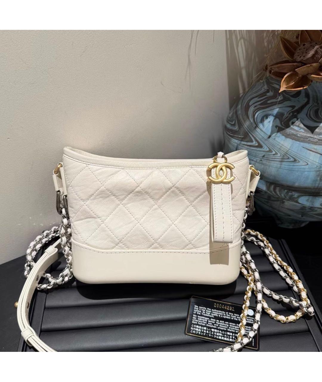 CHANEL Белая кожаная сумка через плечо, фото 9