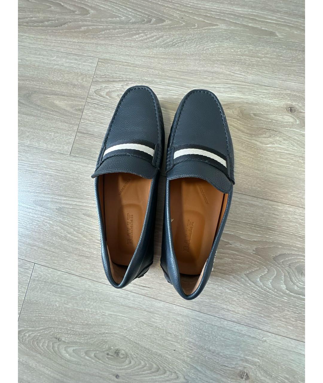 BALLY Темно-синие кожаные мокасины, фото 3