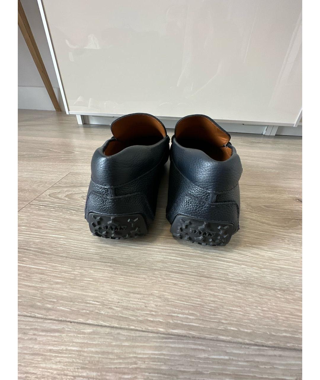 BALLY Темно-синие кожаные мокасины, фото 4