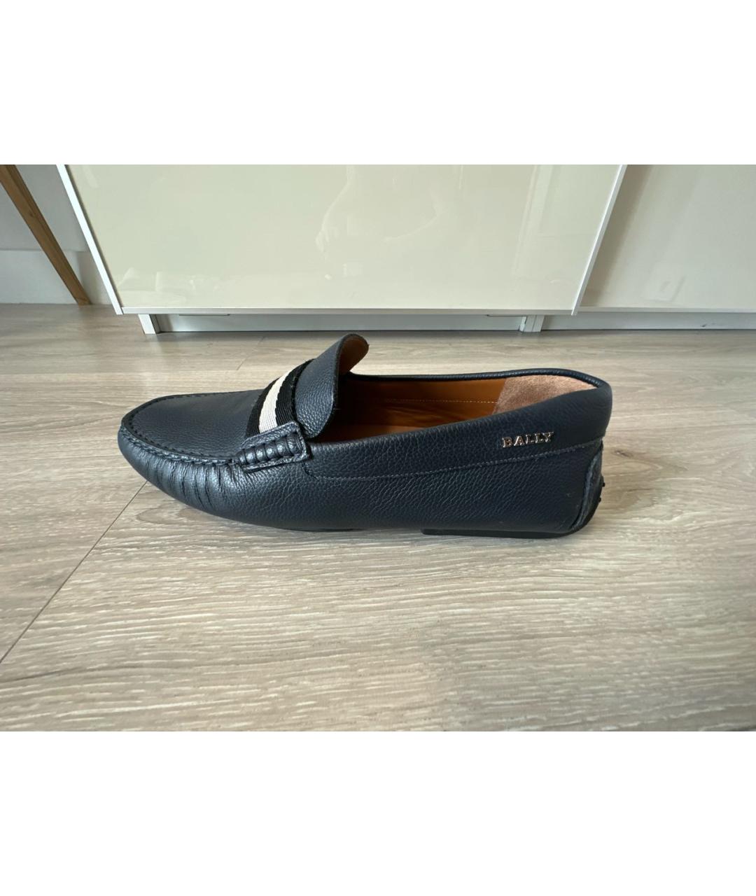 BALLY Темно-синие кожаные мокасины, фото 6