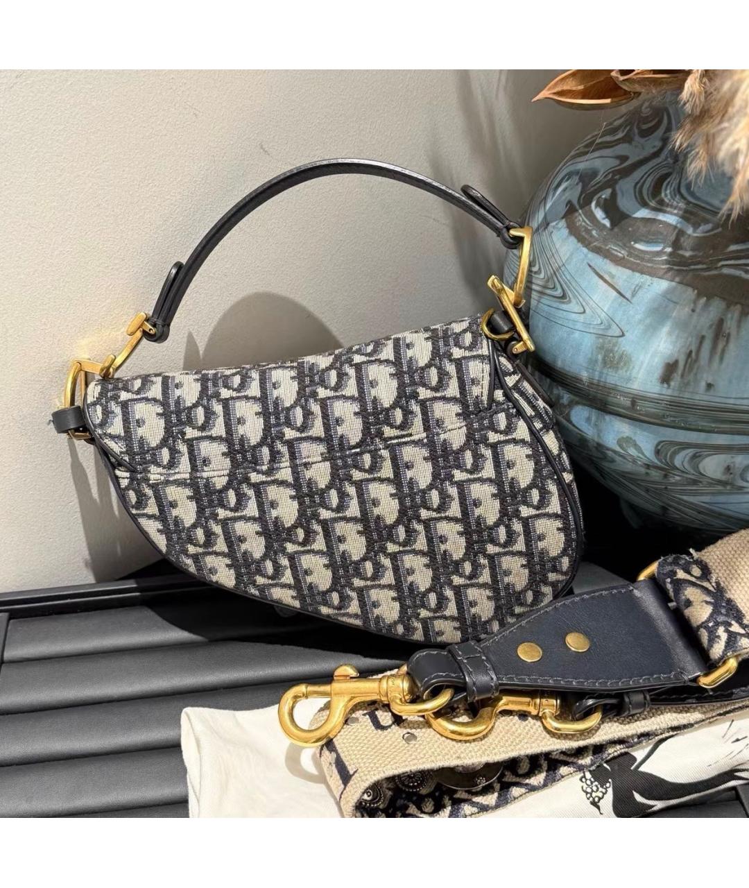 CHRISTIAN DIOR Бежевая тканевая сумка с короткими ручками, фото 2