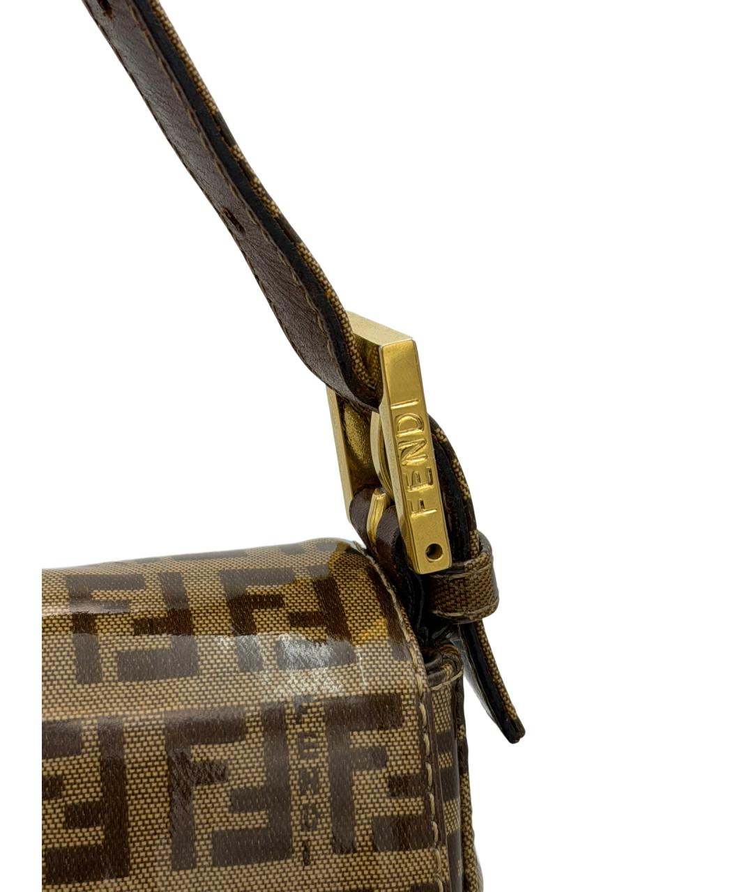 FENDI Коричневая тканевая сумка тоут, фото 4