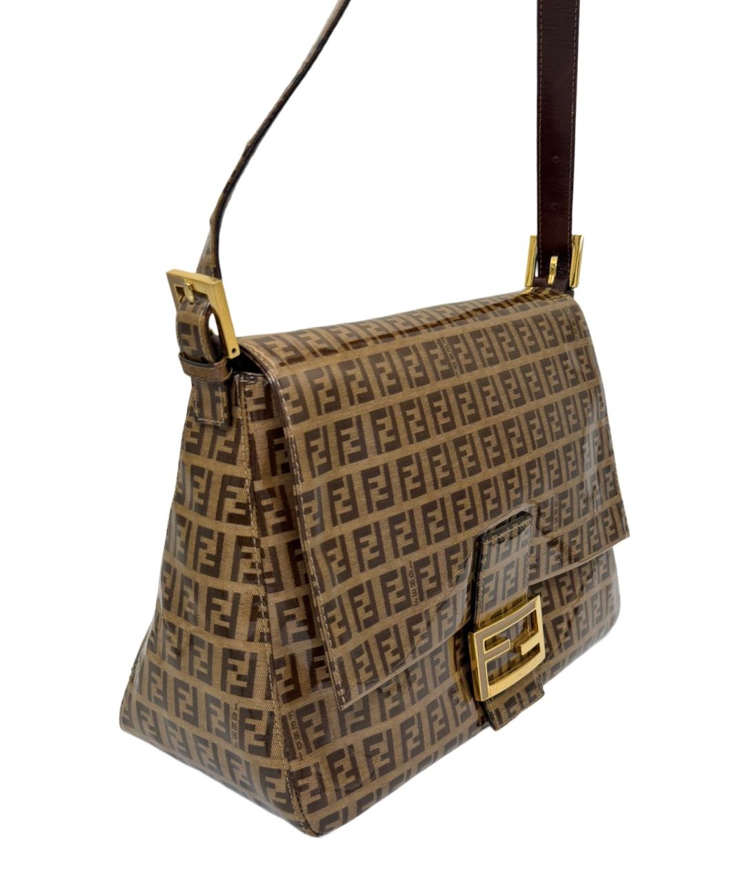 FENDI Коричневая тканевая сумка тоут, фото 6