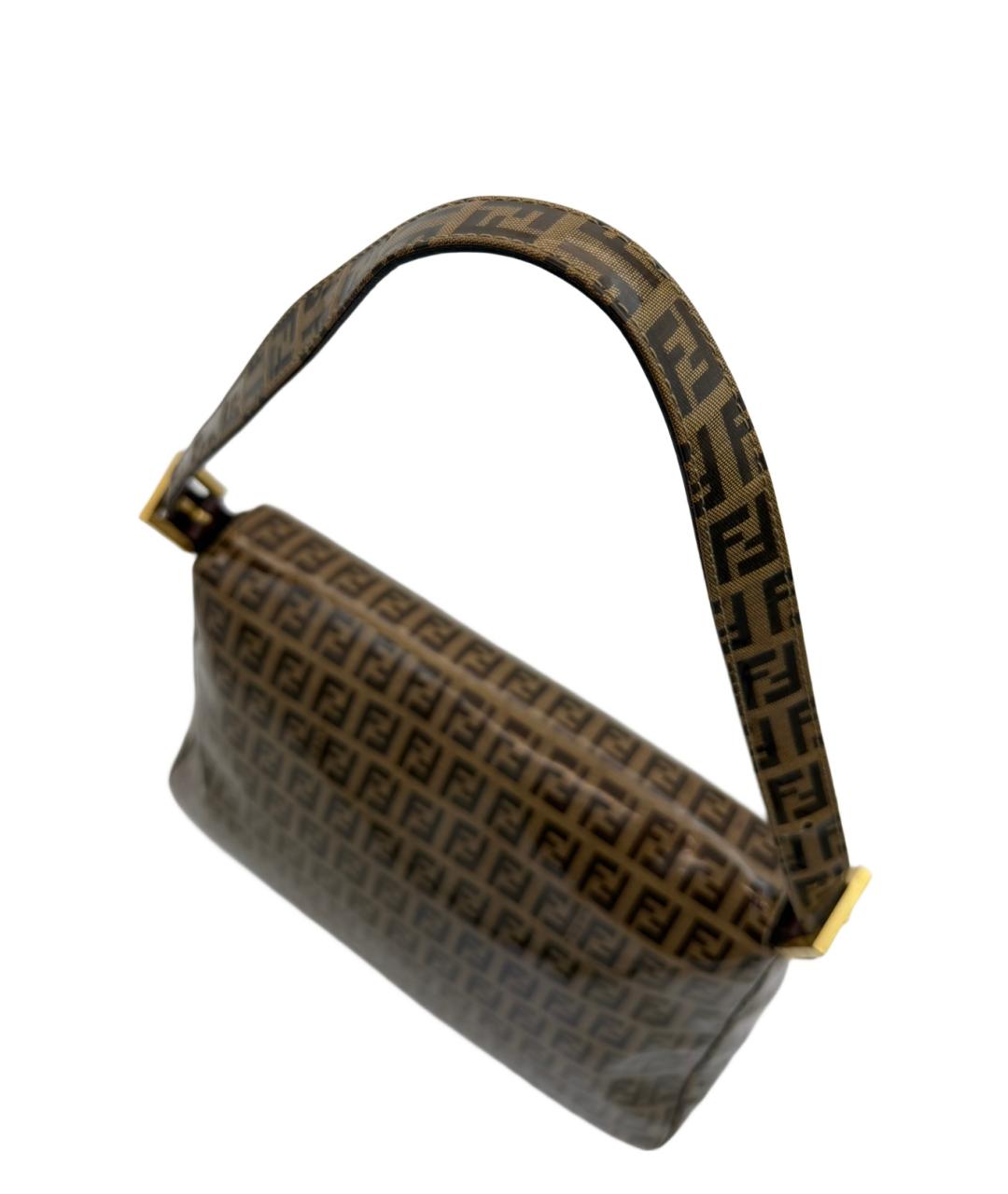 FENDI Коричневая тканевая сумка тоут, фото 3