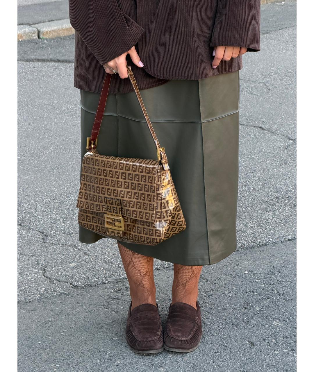 FENDI Коричневая тканевая сумка тоут, фото 9