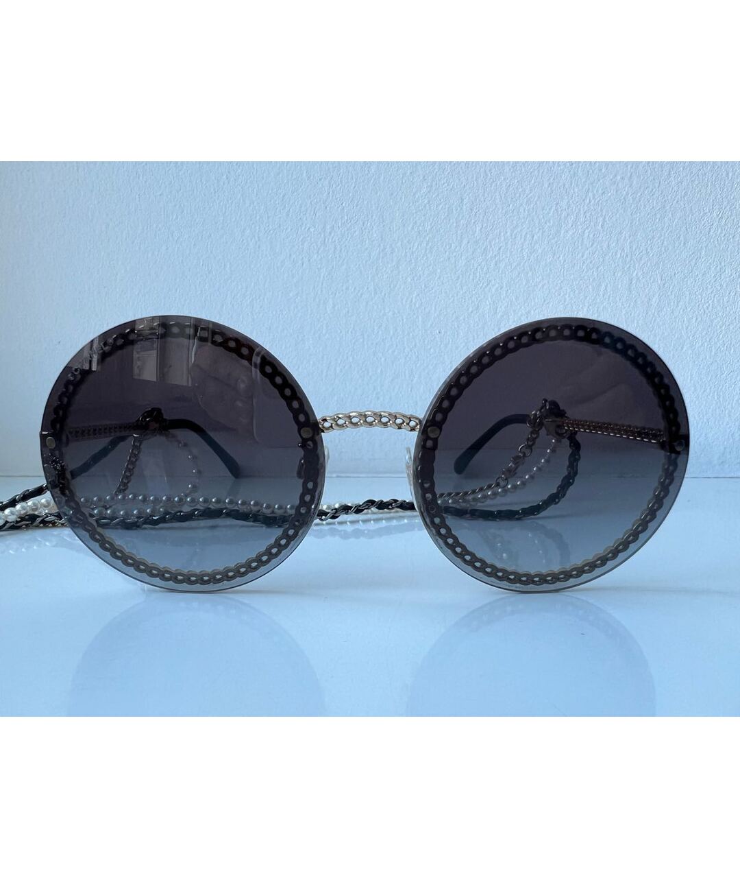 CHANEL PRE-OWNED Коричневые металлические солнцезащитные очки, фото 7