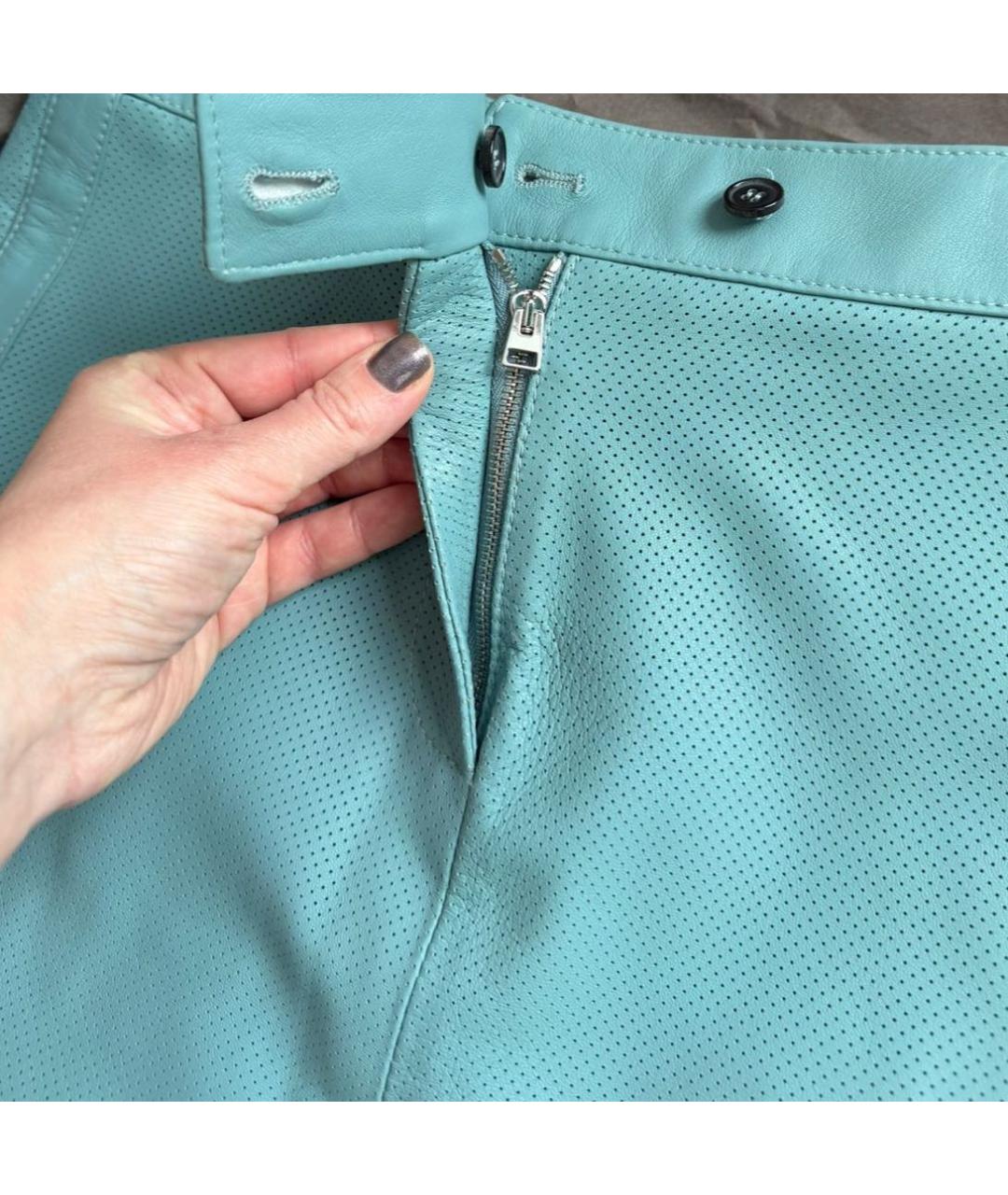 TOM FORD Бирюзовая кожаная юбка миди, фото 3