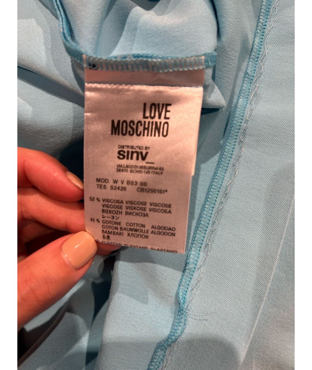 LOVE MOSCHINO Бирюзовое хлопко-эластановое платье, фото 4