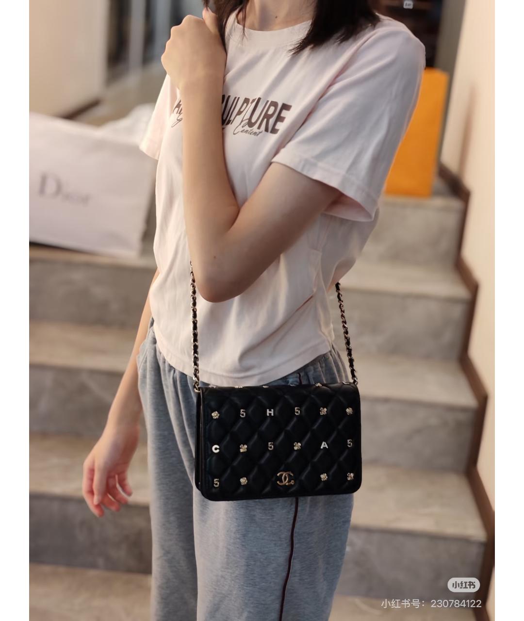 CHANEL Черная кожаная сумка через плечо, фото 6