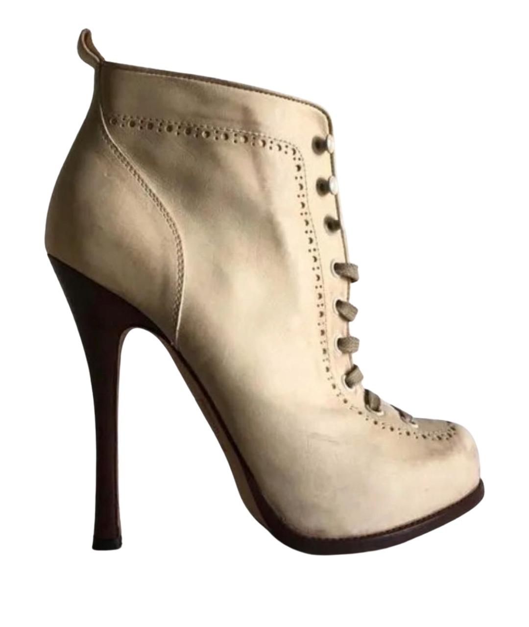 DSQUARED2 Бежевые кожаные ботильоны, фото 1