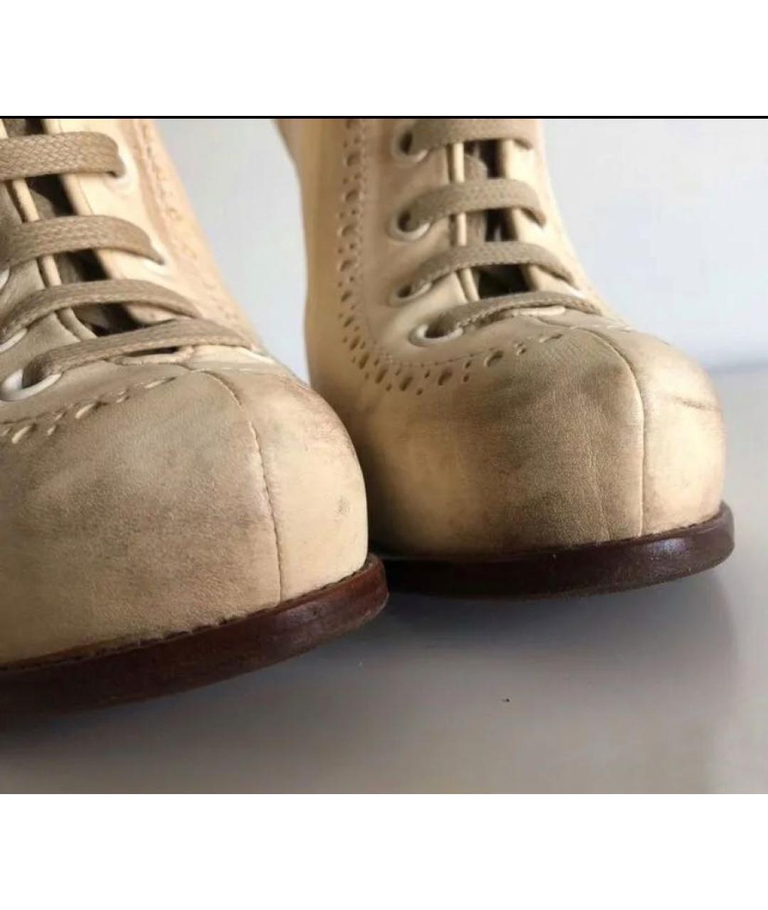 DSQUARED2 Бежевые кожаные ботильоны, фото 6