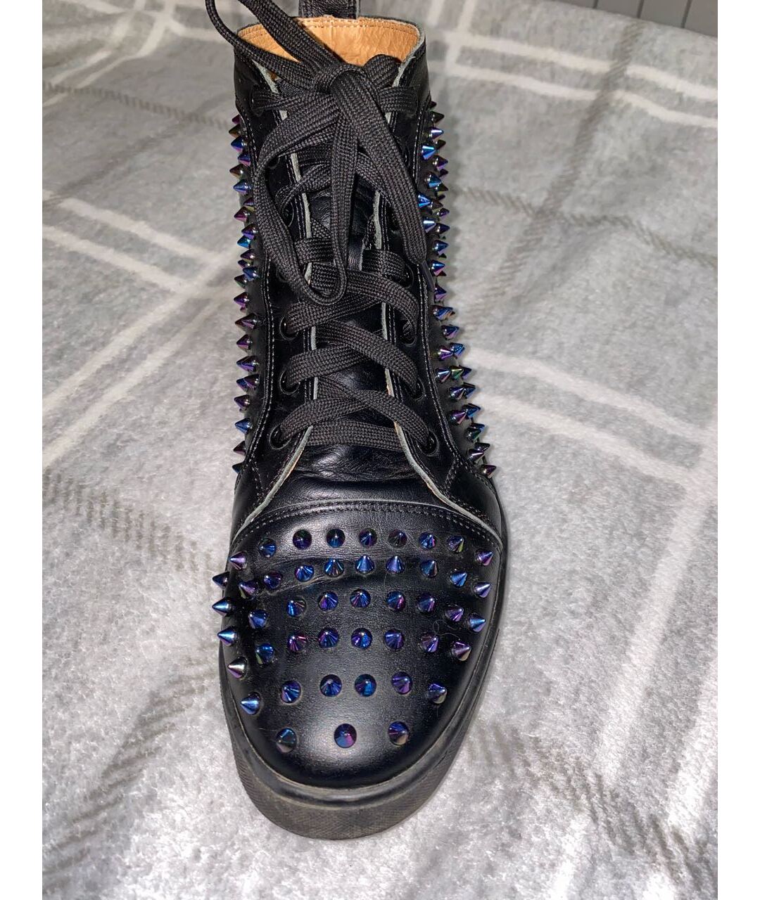 CHRISTIAN LOUBOUTIN Черные кожаные высокие кроссовки / кеды, фото 2