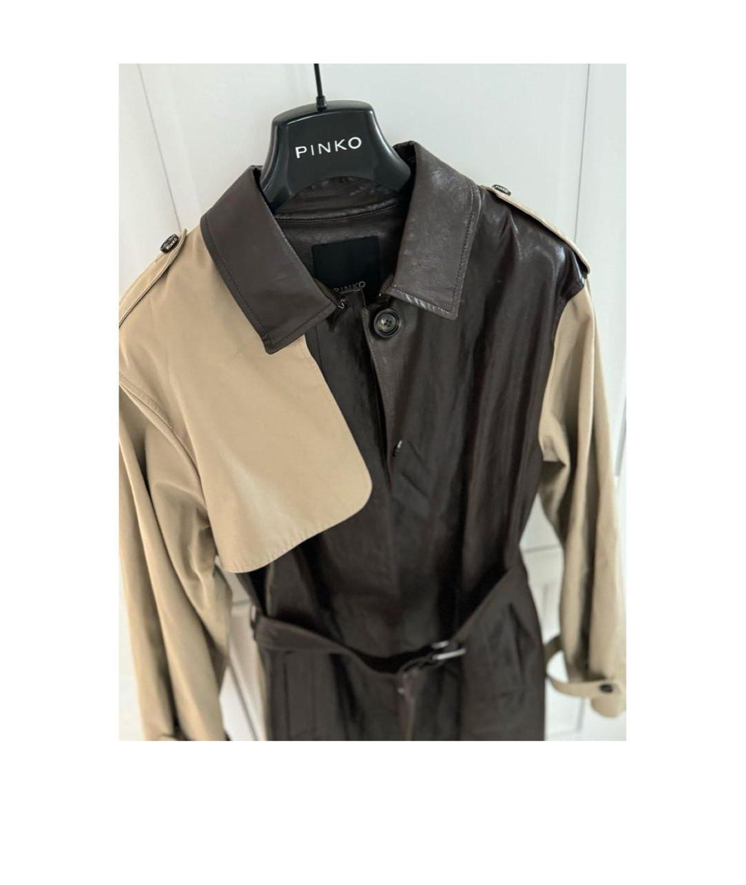 PINKO Коричневый полиэстеровый тренч/плащ, фото 3