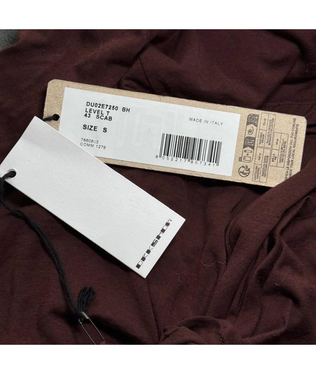 RICK OWENS DRKSHDW Бордовая футболка, фото 4