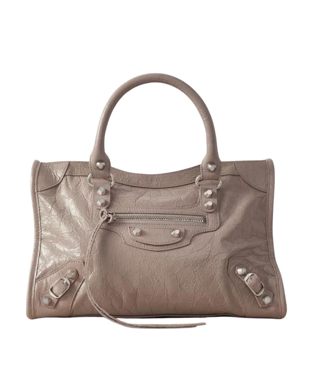 BALENCIAGA Бежевая кожаная сумка с короткими ручками, фото 1