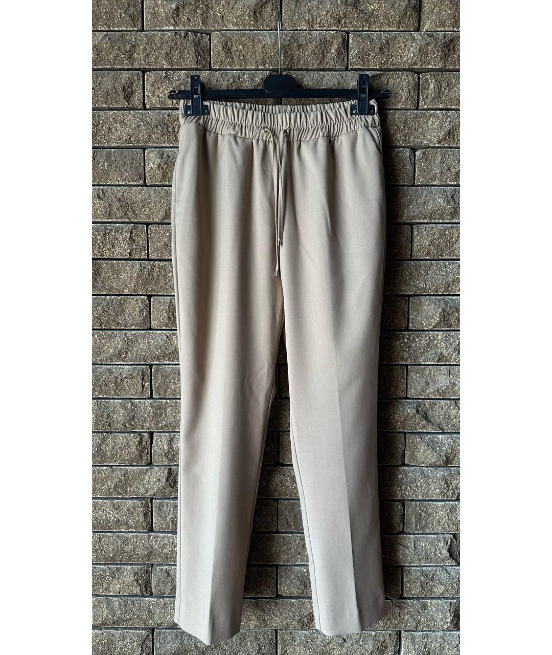 BLUMARINE Бежевые полиэстеровые прямые брюки, фото 6