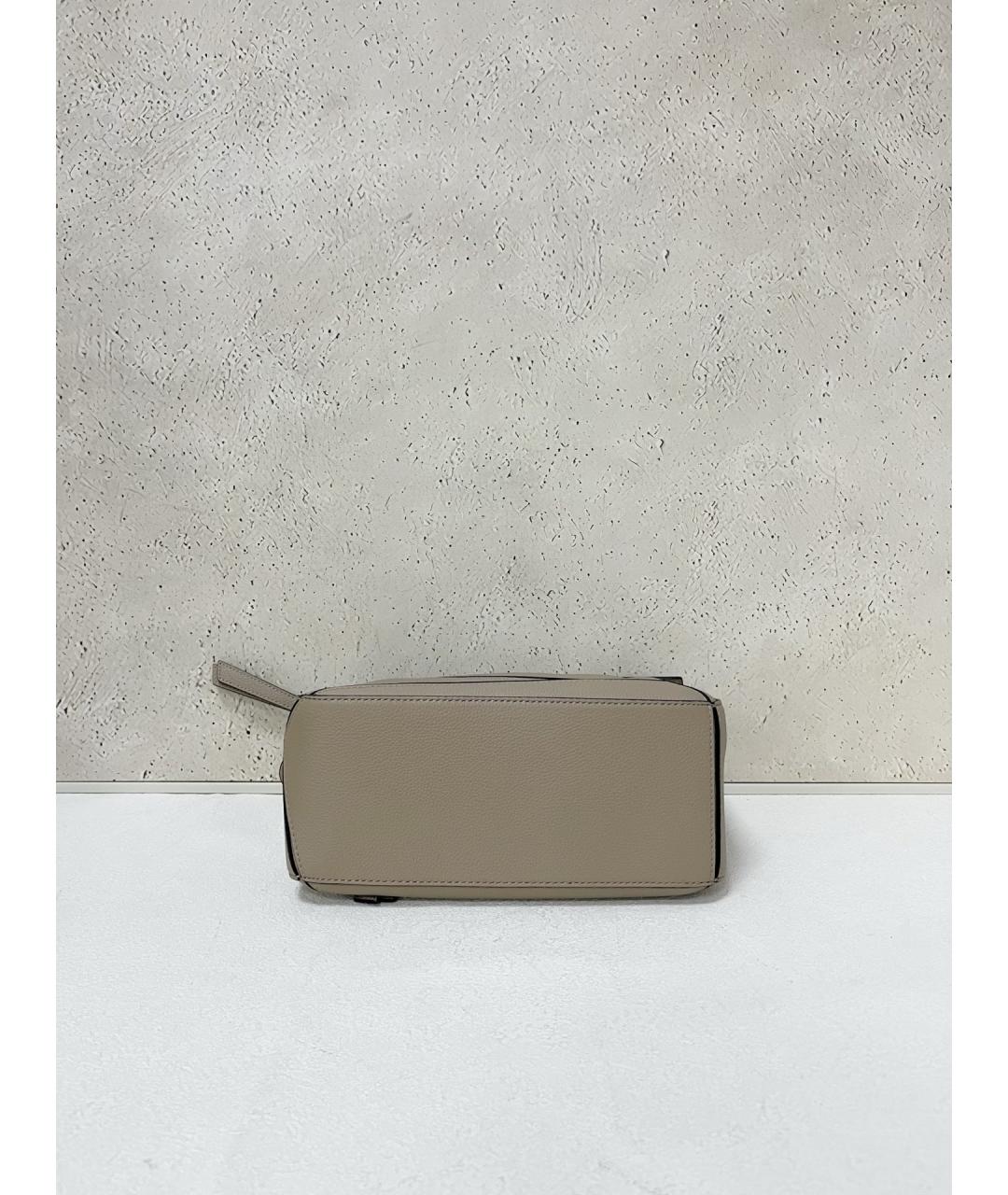 LOEWE Хаки кожаная сумка с короткими ручками, фото 5