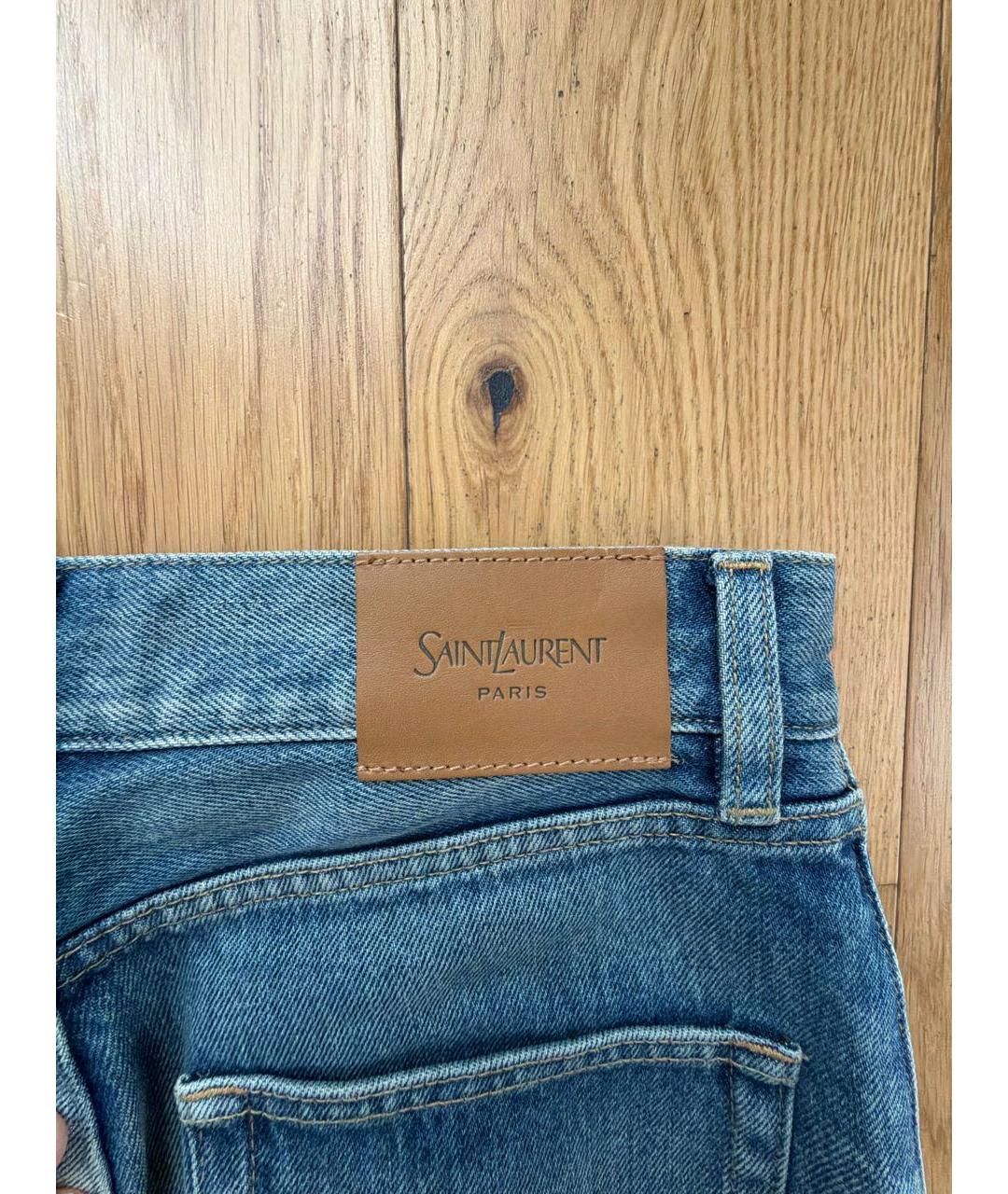 SAINT LAURENT Синие хлопковые прямые джинсы, фото 3