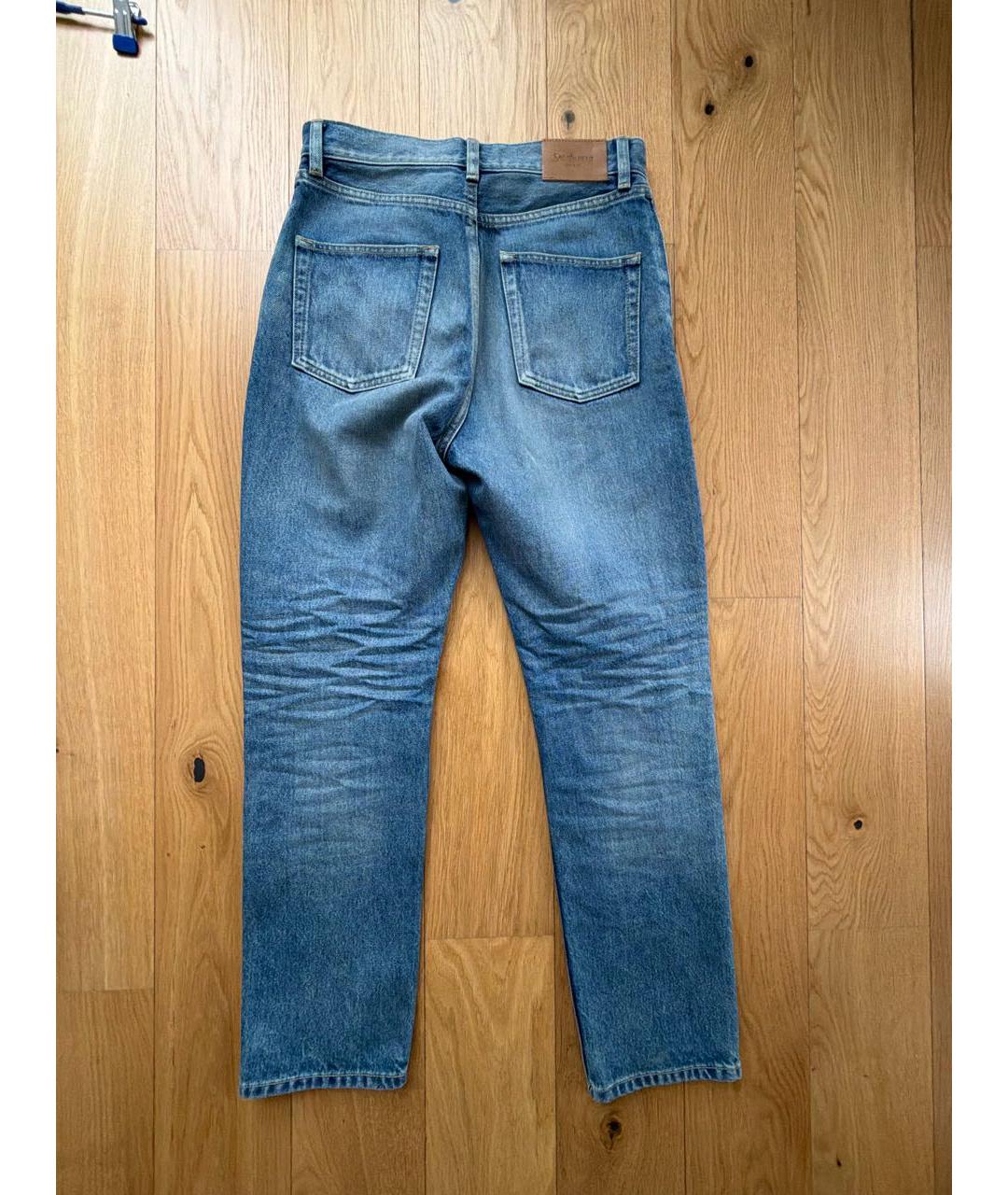 SAINT LAURENT Синие хлопковые прямые джинсы, фото 2