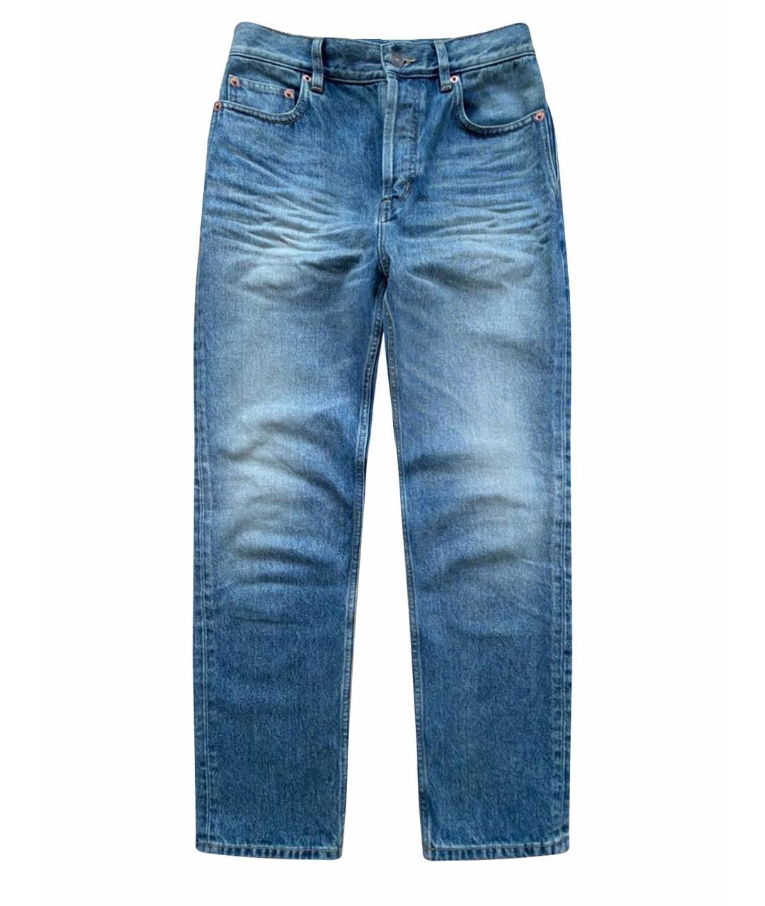 SAINT LAURENT Синие хлопковые прямые джинсы, фото 1