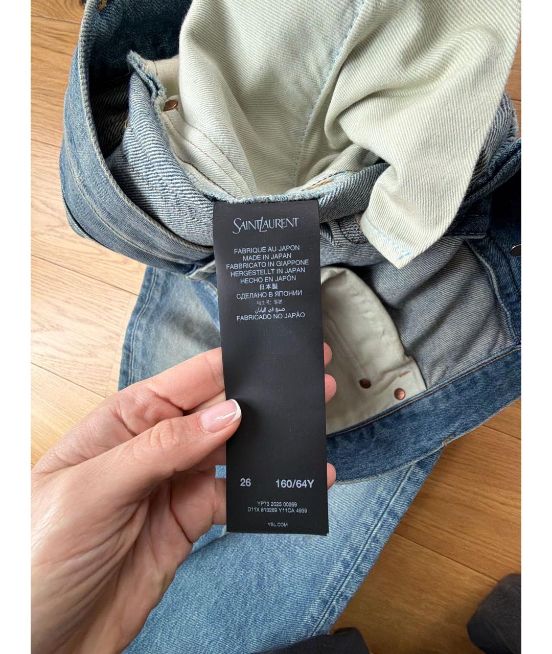 SAINT LAURENT Синие хлопковые прямые джинсы, фото 8