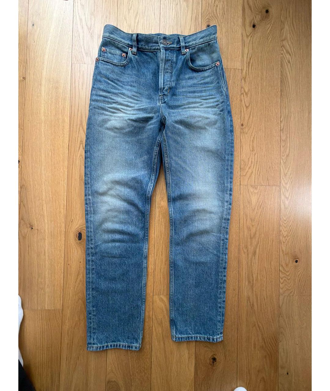 SAINT LAURENT Синие хлопковые прямые джинсы, фото 9