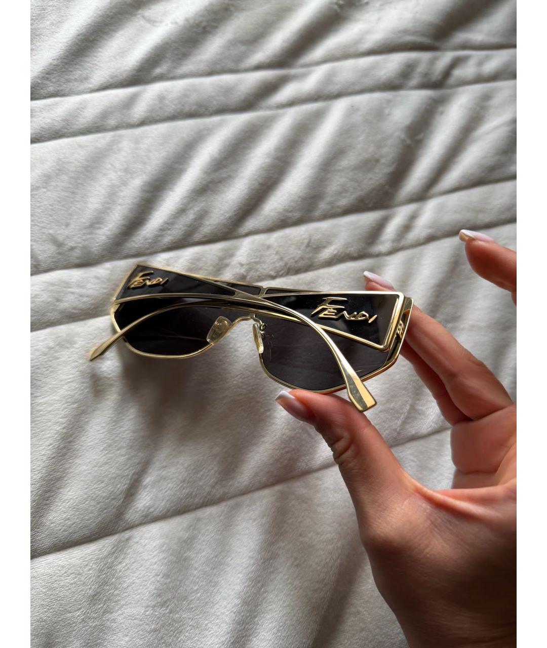 FENDI Черные металлические солнцезащитные очки, фото 7