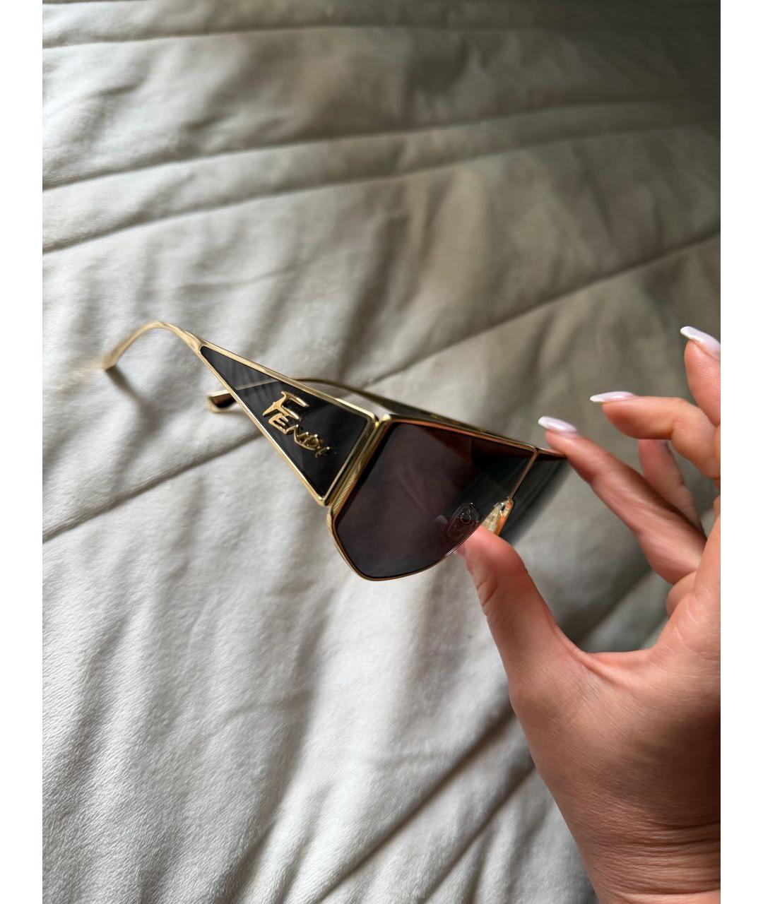 FENDI Черные металлические солнцезащитные очки, фото 5