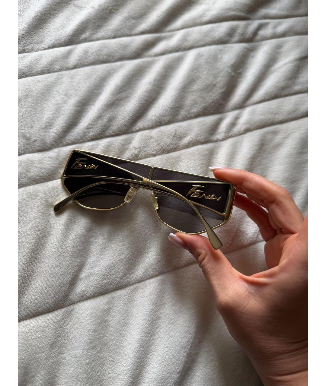 FENDI Черные металлические солнцезащитные очки, фото 6