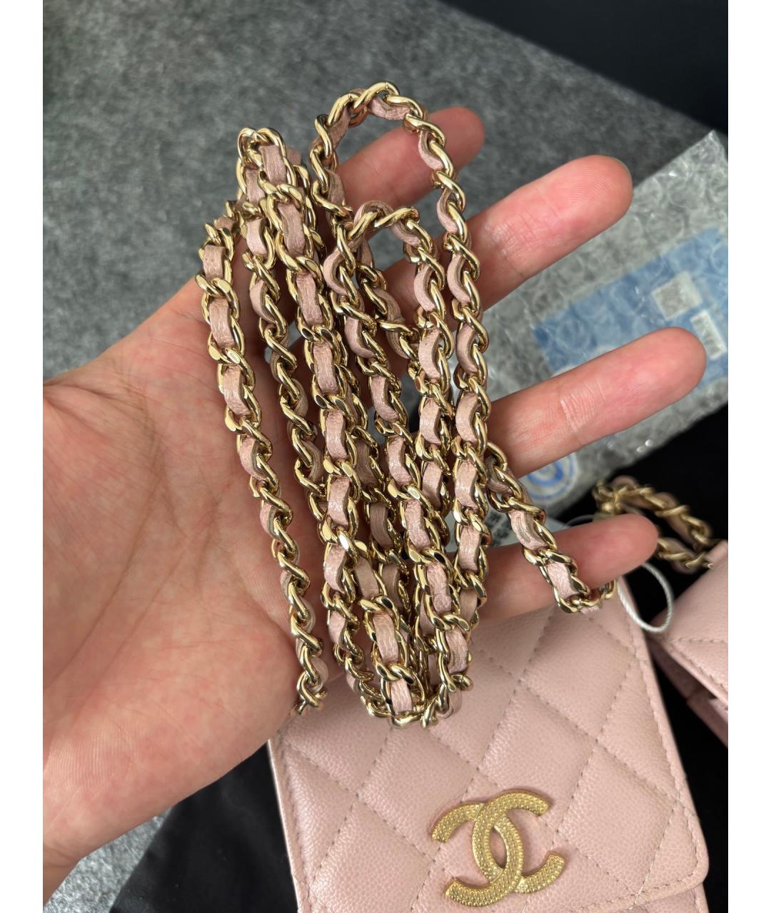 CHANEL Розовая кожаная сумка через плечо, фото 7