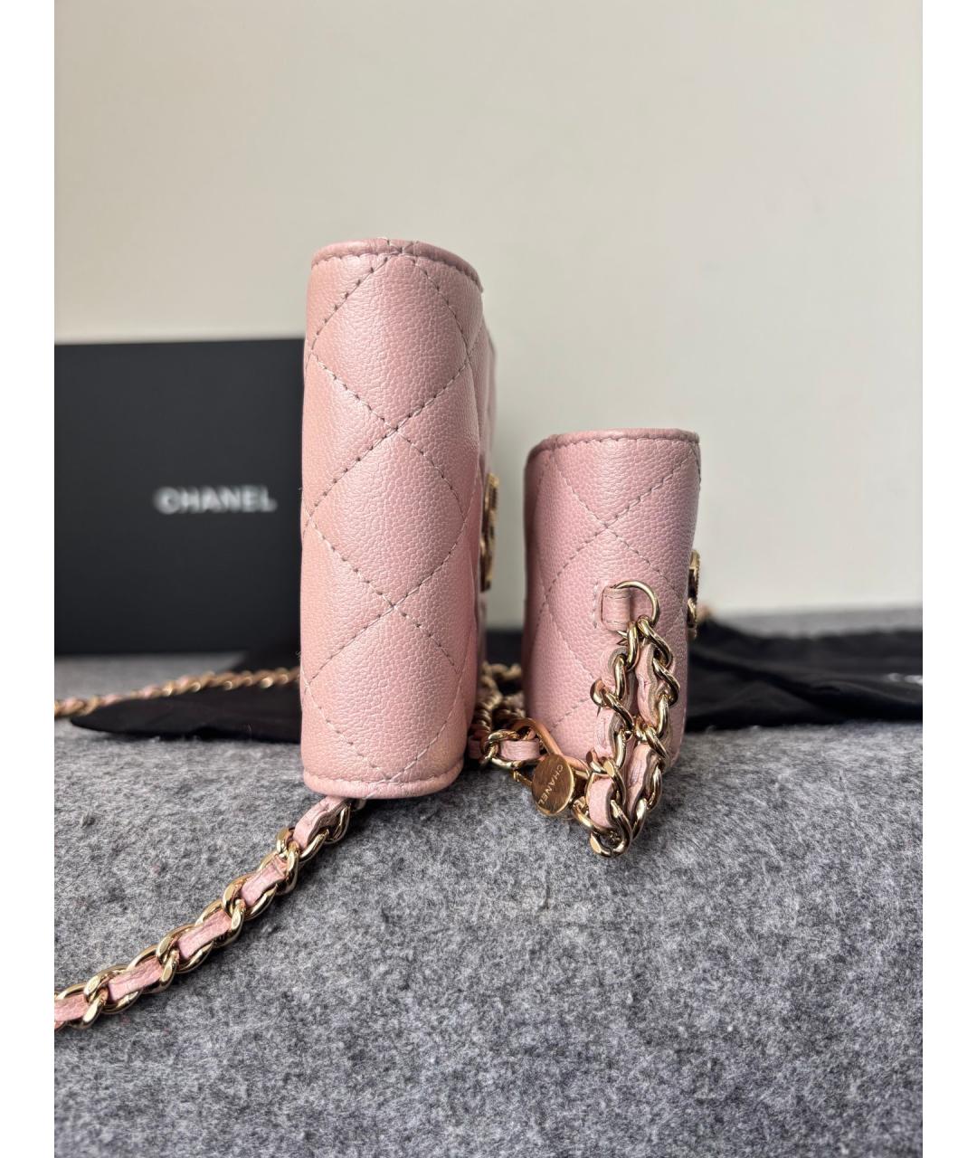 CHANEL Розовая кожаная сумка через плечо, фото 4