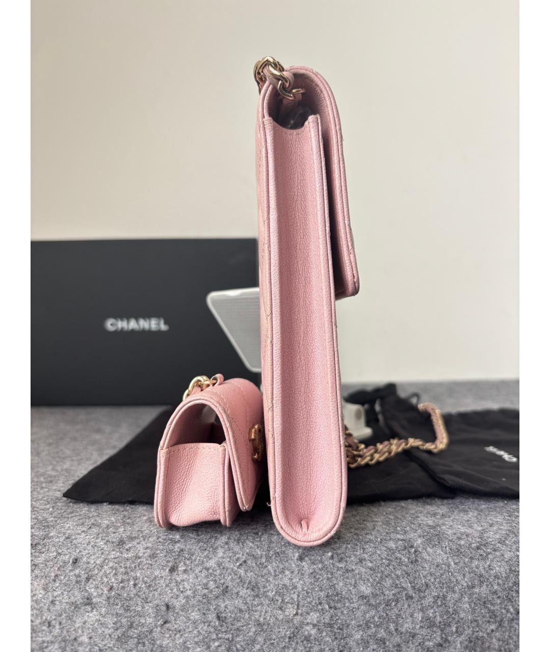 CHANEL Розовая кожаная сумка через плечо, фото 3