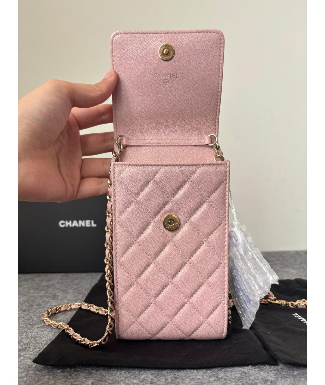 CHANEL Розовая кожаная сумка через плечо, фото 6