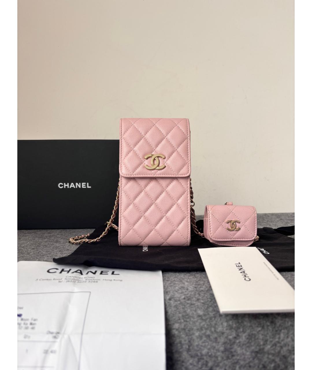 CHANEL Розовая кожаная сумка через плечо, фото 9