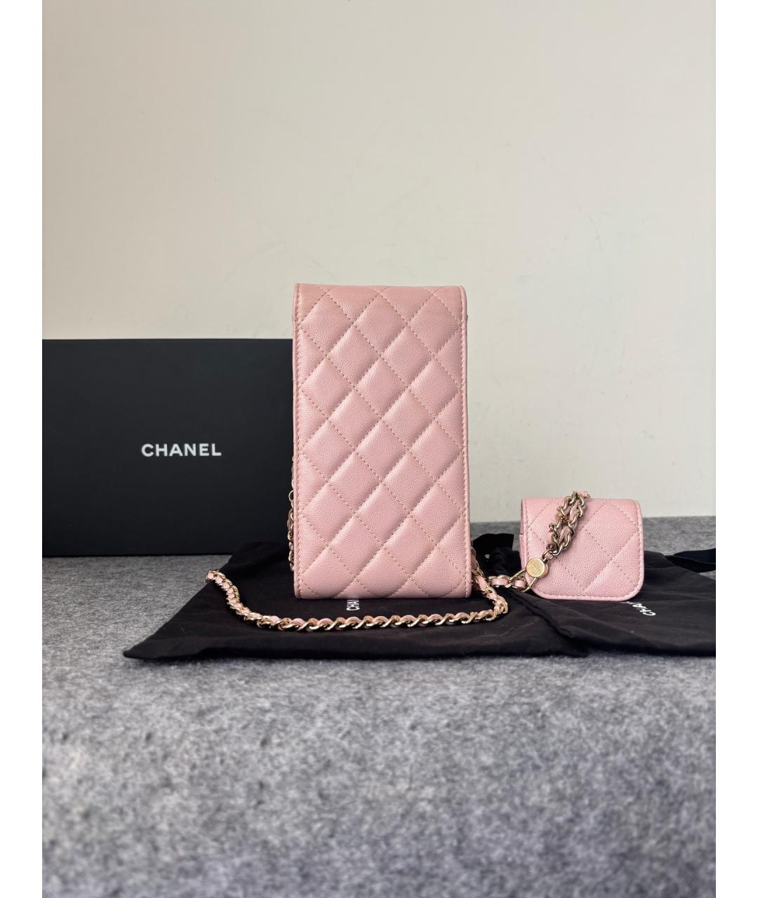 CHANEL Розовая кожаная сумка через плечо, фото 2
