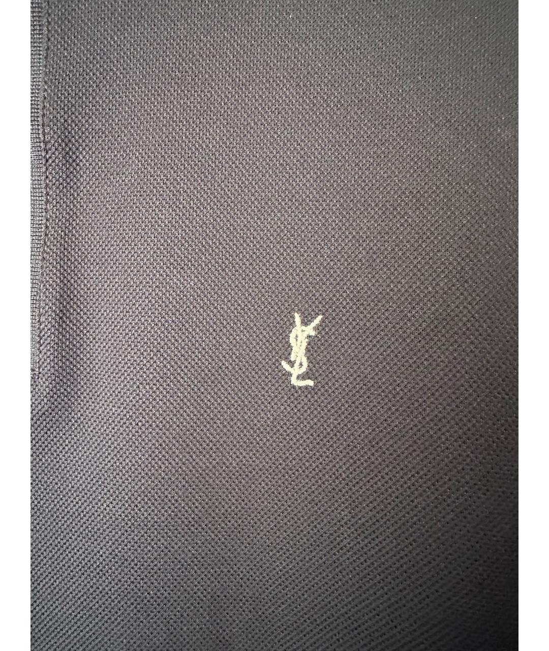 SAINT LAURENT Темно-синяя хлопковая футболка, фото 3