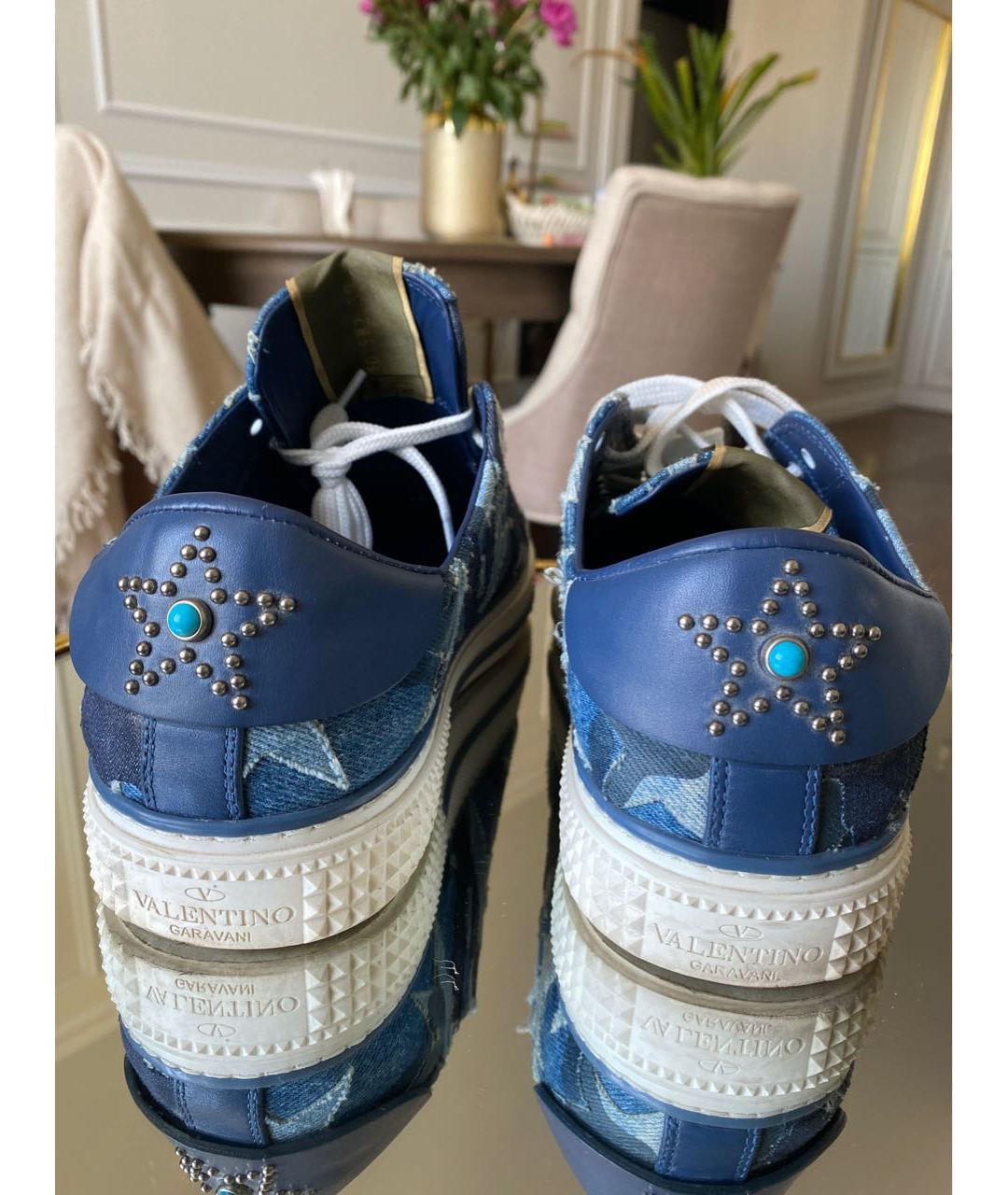 VALENTINO GARAVANI Синие текстильные кроссовки, фото 4