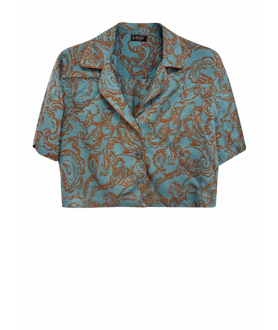 LIU JO Голубой шелковый костюм с брюками, фото 1