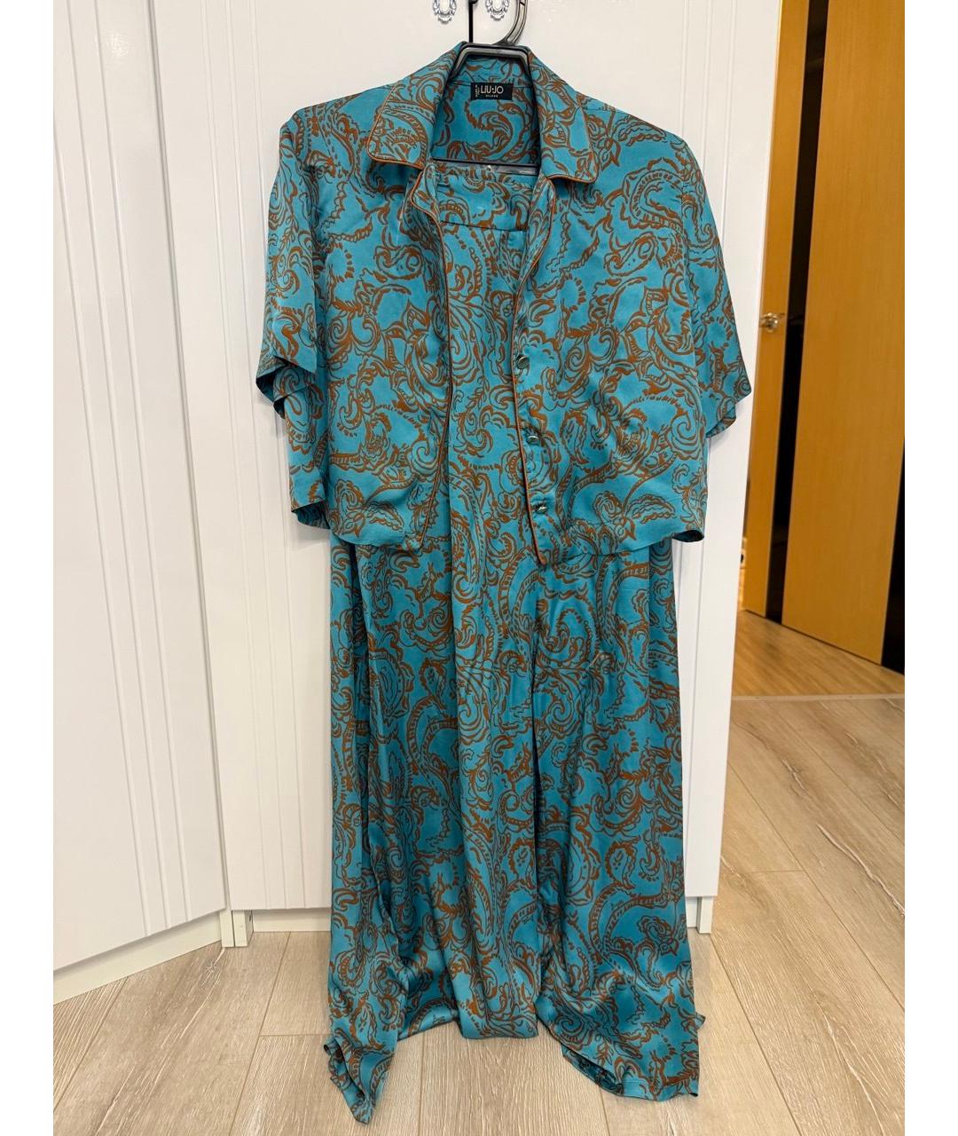 LIU JO Голубой шелковый костюм с брюками, фото 9