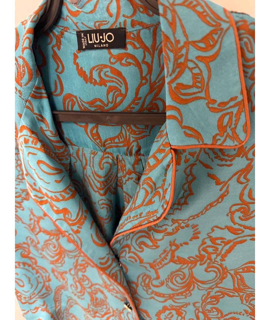 LIU JO Голубой шелковый костюм с брюками, фото 3