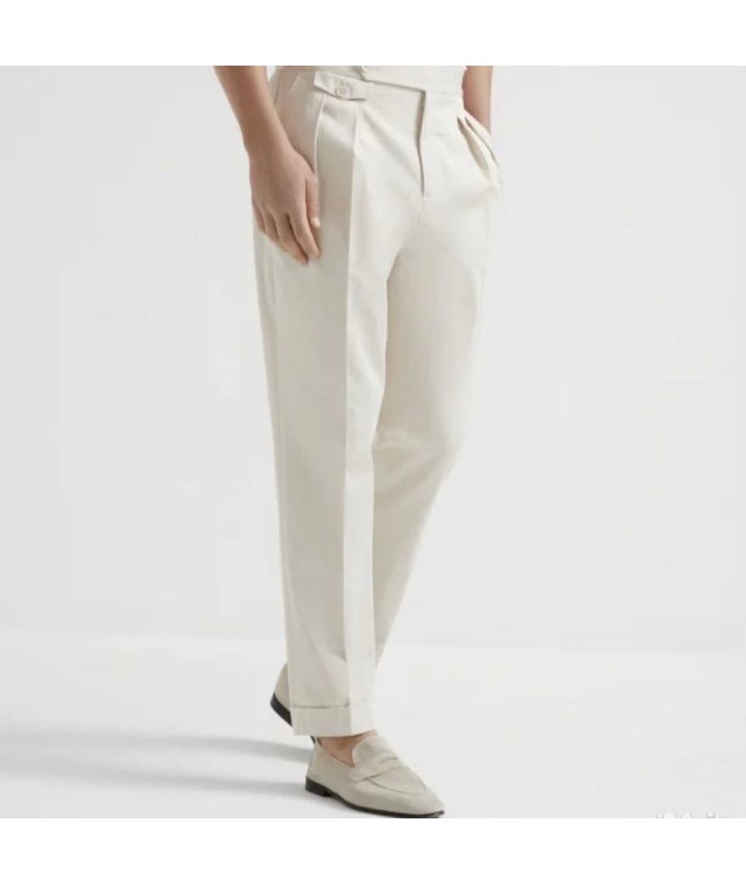 BRUNELLO CUCINELLI Белые хлопковые повседневные брюки, фото 6