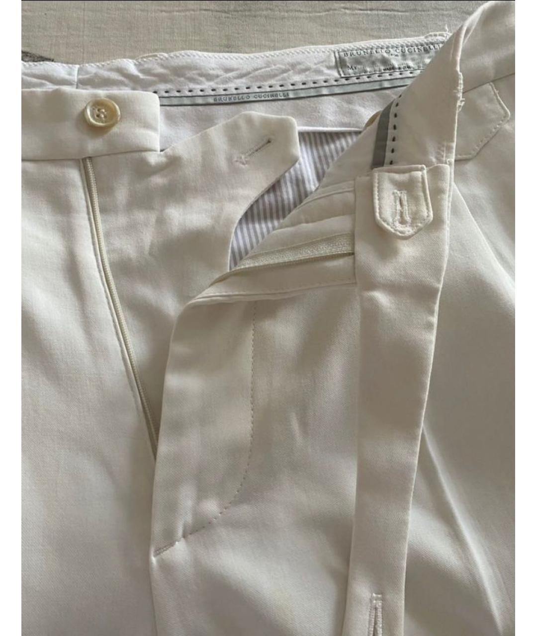 BRUNELLO CUCINELLI Белые хлопковые повседневные брюки, фото 3
