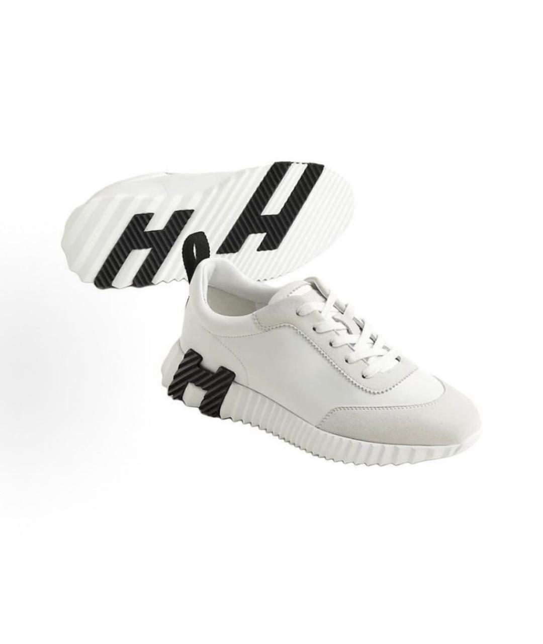 HERMES Белые кожаные низкие кроссовки / кеды, фото 3