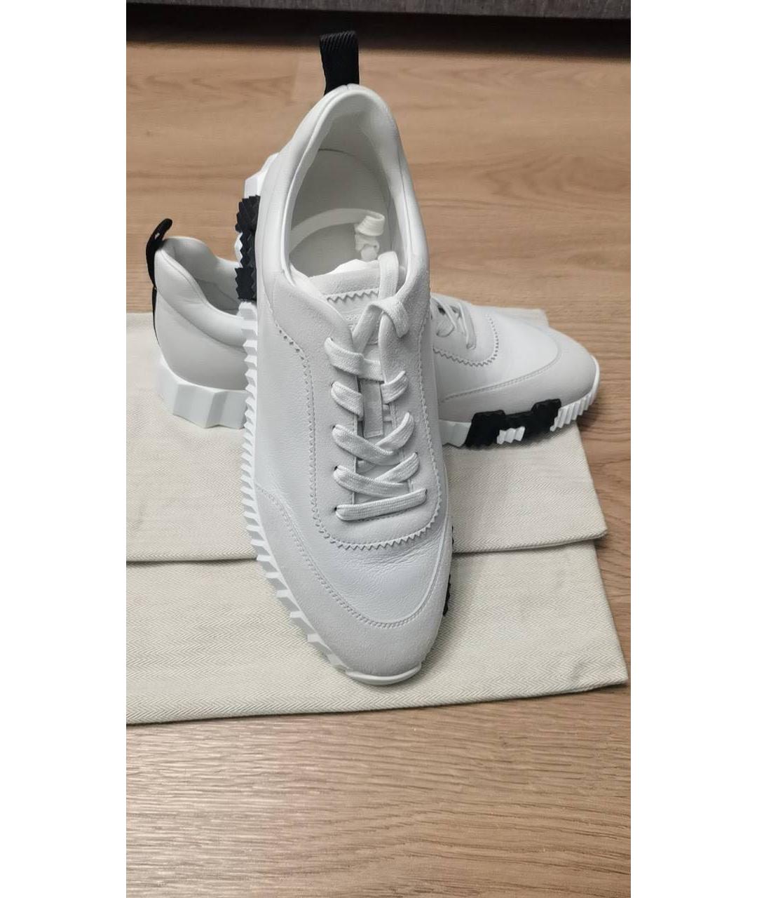 HERMES Белые кожаные низкие кроссовки / кеды, фото 4